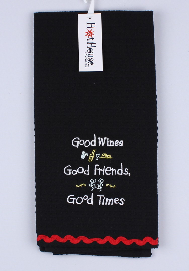 Tea towel "Good Wine, Good Friends, Good Times "Code: TT-GF/WIN/GOOD. image 0